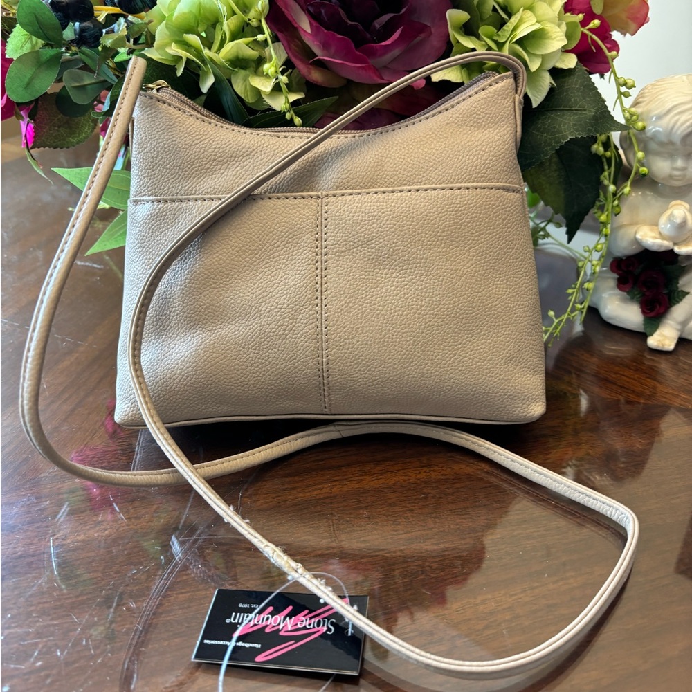 Stone Mountain Accessories Gray Crossbody Bag with Textured Leather - Picture 2 of 5